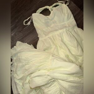 American Eagle Outfitters Pale Yellow Smocked Sundress